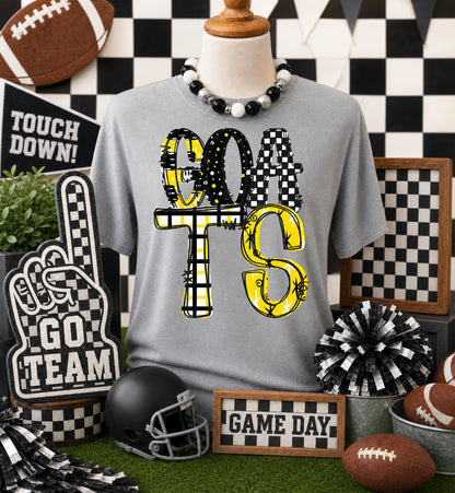 Game day yellow mascots DTF Transfer, Ready to Press Rustic Key Transfers