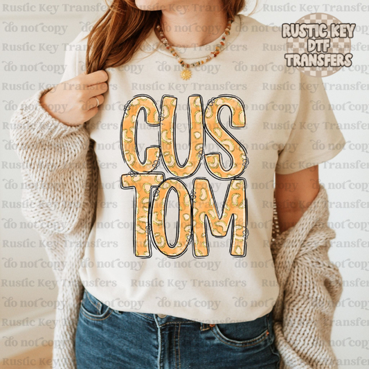 Peach cheetah custom DTF Transfer, Ready to Press