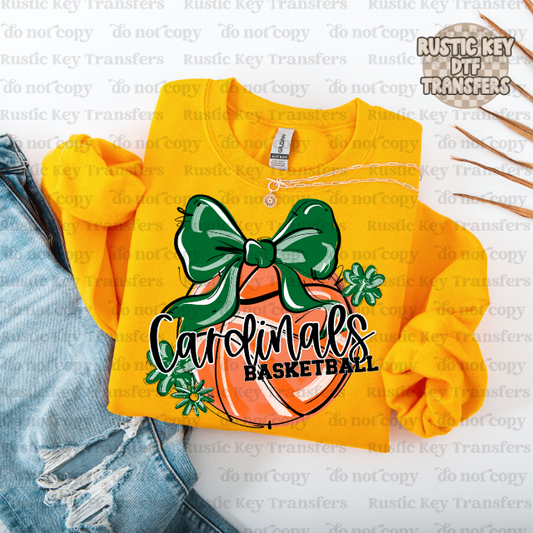 Cardinals Basketball Bow DTF Transfer, Ready to Press