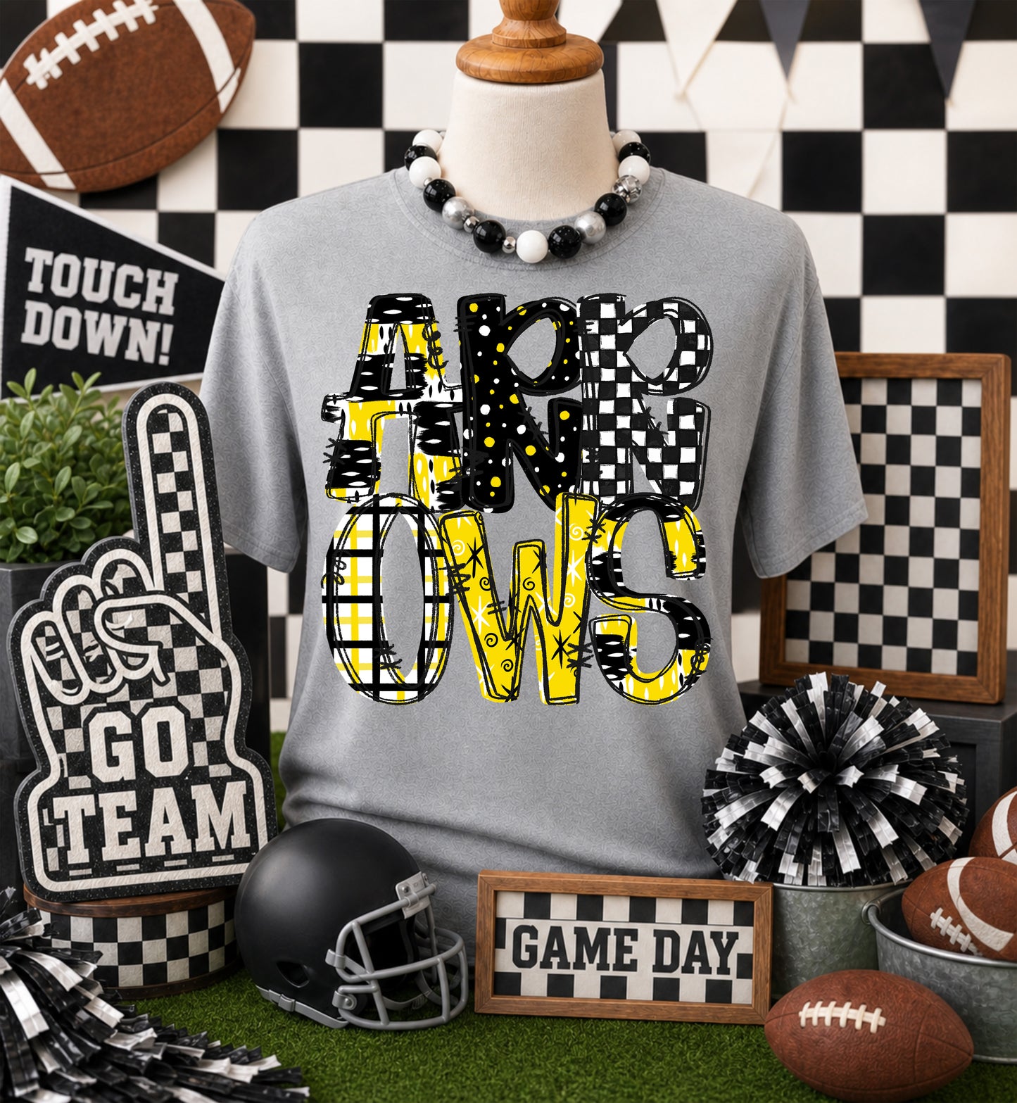 Game day yellow mascots DTF Transfer, Ready to Press Rustic Key Transfers