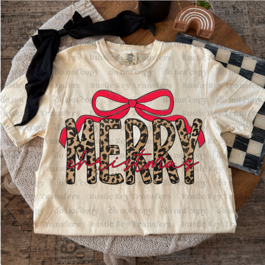 Merry Cheetah print DTF Transfer, Ready to Press
