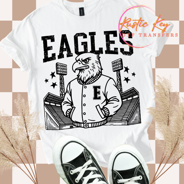 Eagles Letterman mascot DTF TRANSFER