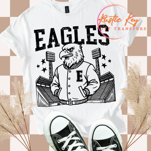 Eagles Letterman mascot DTF TRANSFER