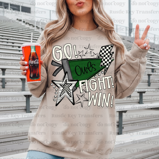 Owls mascot pennant DTF TRANSFER