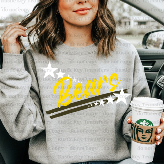 Bears Spirit stars mascot DTF Transfer, Ready to Press