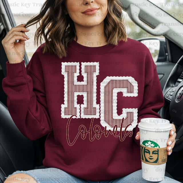 Henderson Colonels seersucker DTF Transfer, Ready to Press