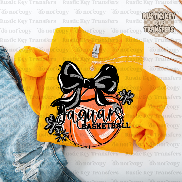 Jaguars Basketball bow DTF Transfer, Ready to Press