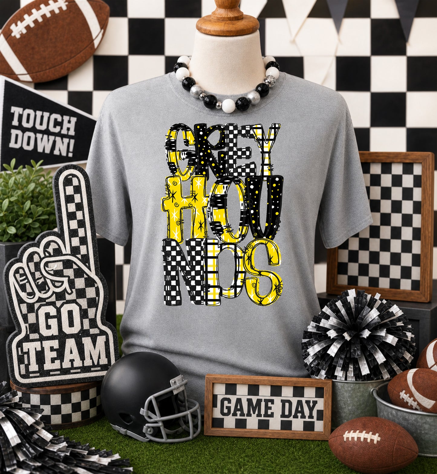 Game day yellow mascots DTF Transfer, Ready to Press Rustic Key Transfers