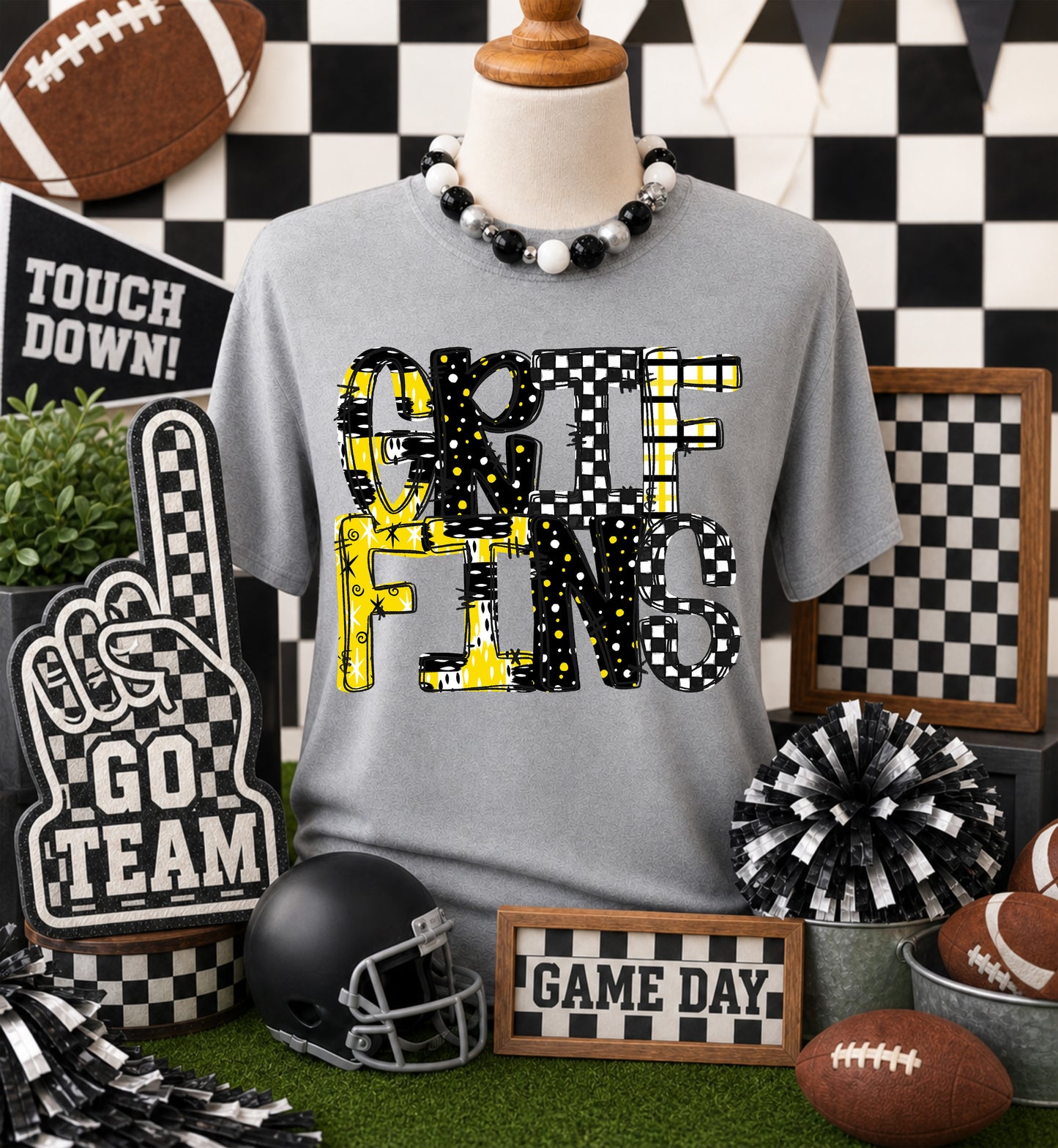 Game day yellow mascots DTF Transfer, Ready to Press Rustic Key Transfers