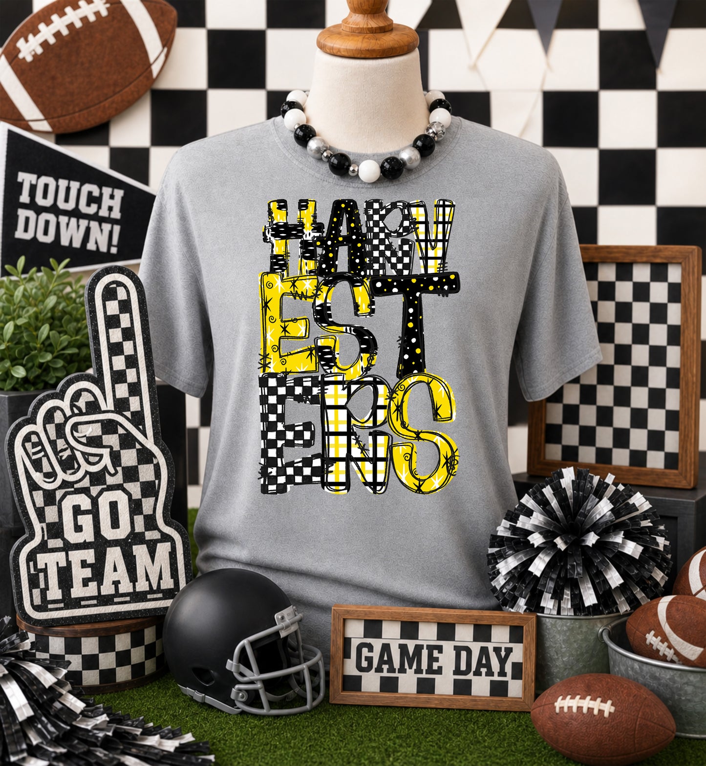 Game day yellow mascots DTF Transfer, Ready to Press Rustic Key Transfers