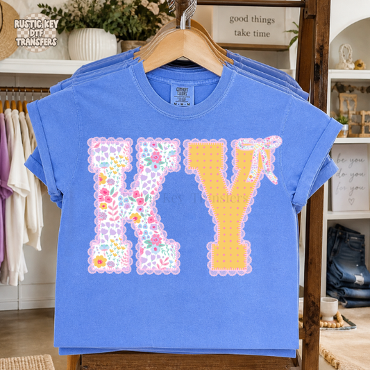 KY cc floral DTF Transfer, Ready to Press