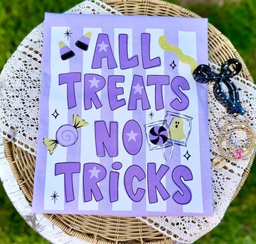 All treats no tricks DTF Transfer, Ready to Press Rustic Key Transfers