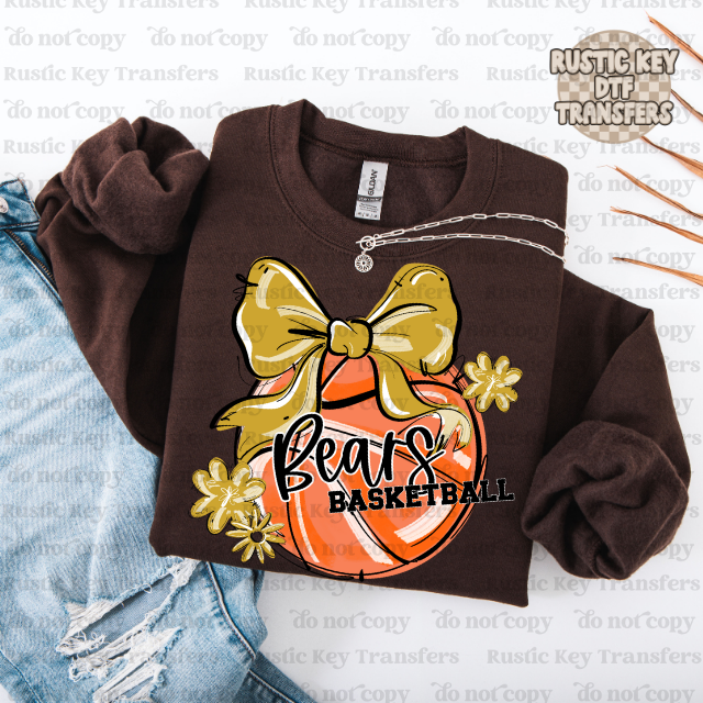 Central Bears Basketball bow DTF Transfer, Ready to Press