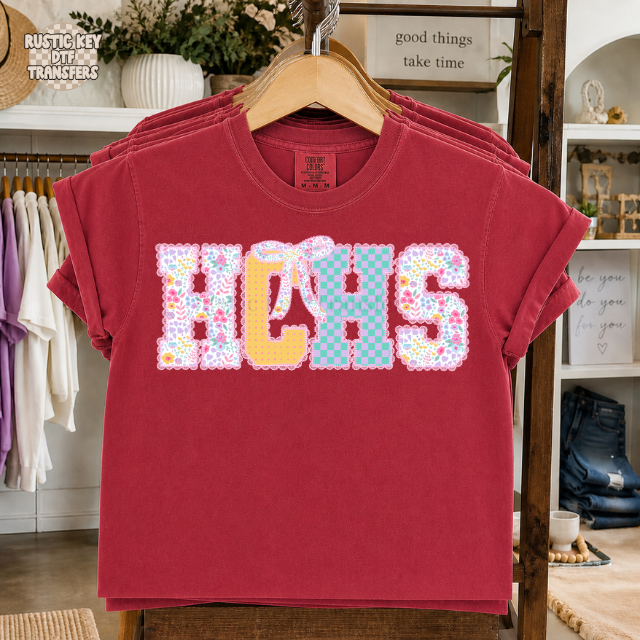 HCHS cc floral DTF Transfer, Ready to Press
