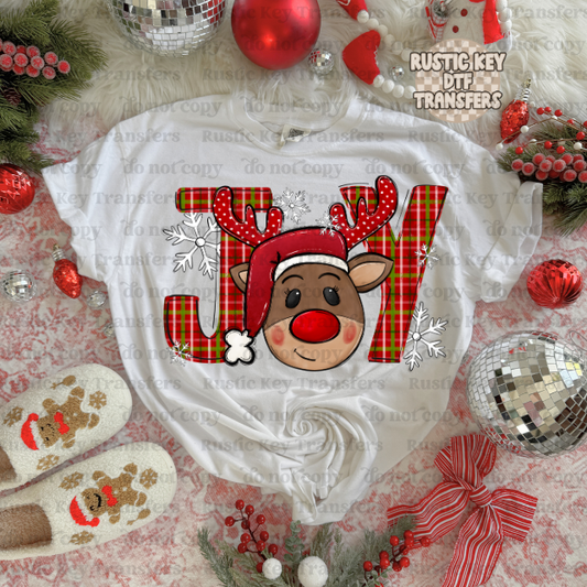 Joy reindeer DTF Transfer, Ready to Press