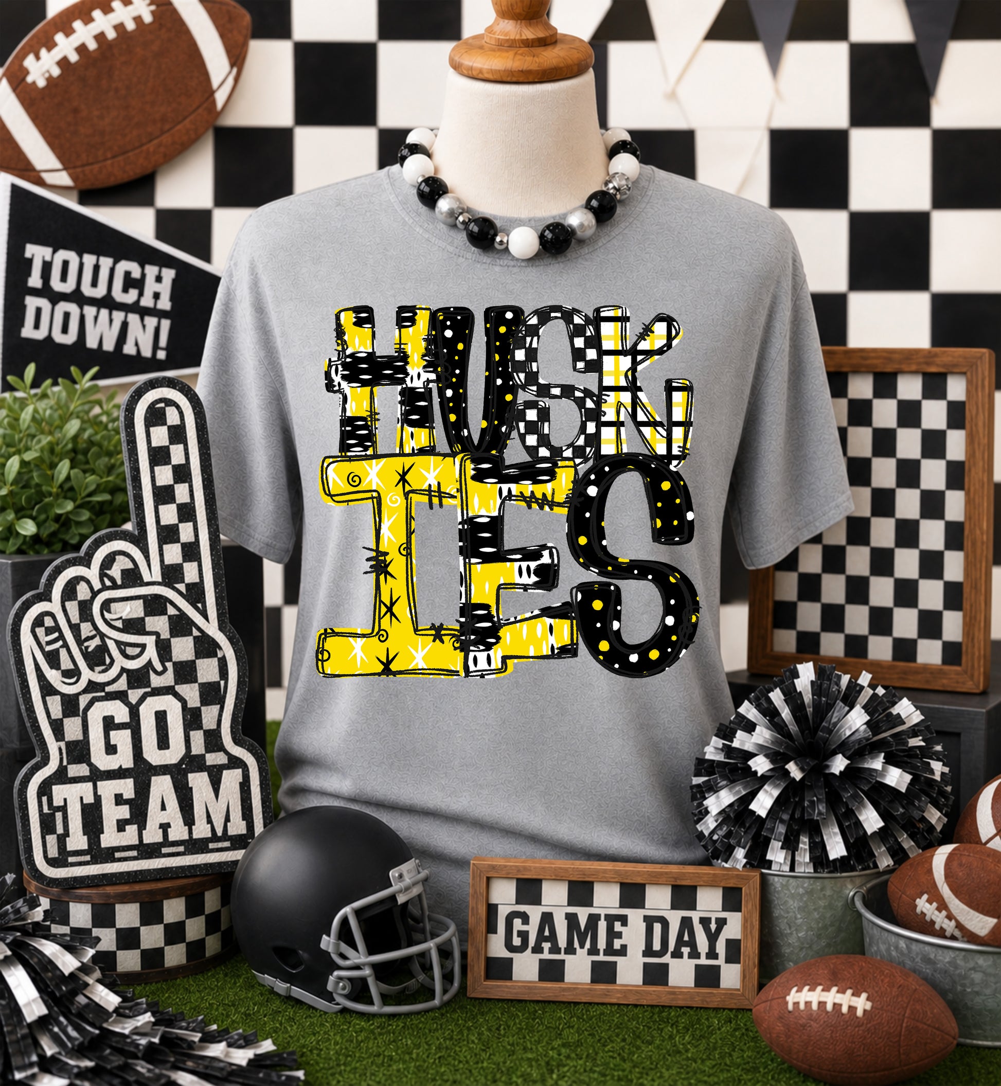 Game day yellow mascots DTF Transfer, Ready to Press Rustic Key Transfers