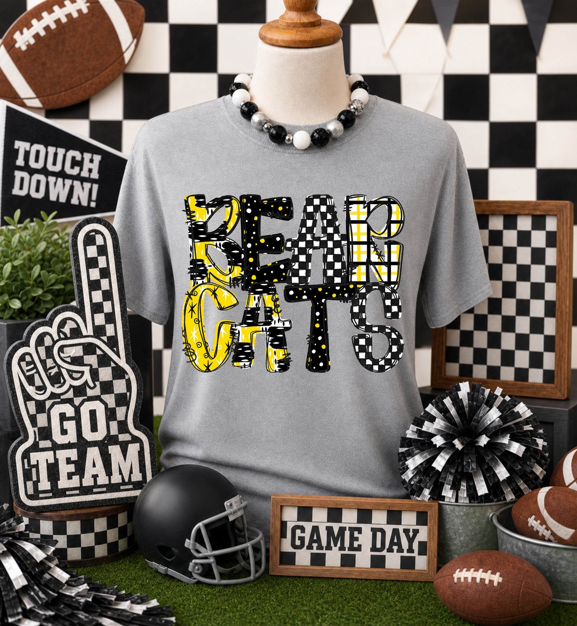 Game day yellow mascots DTF Transfer, Ready to Press Rustic Key Transfers