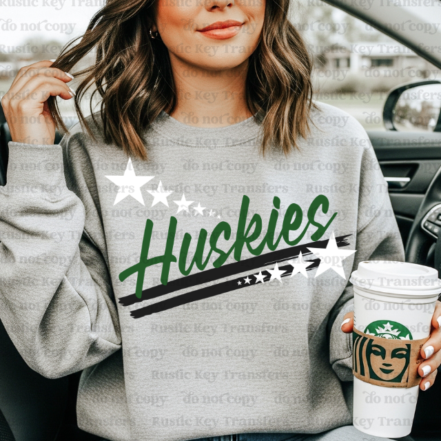 Huskies Spirit stars mascot DTF Transfer, Ready to Press