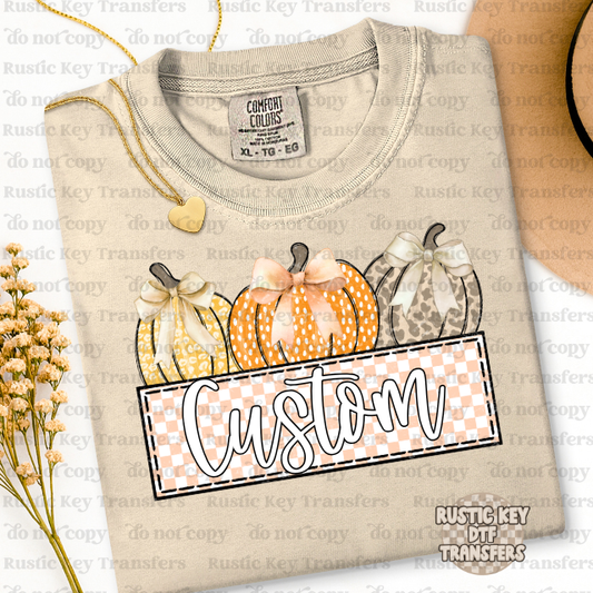 Pumpkins Custom Name plate DTF Transfer, Ready to Press