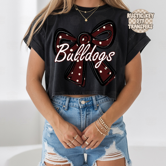 Bulldogs Polka dot bow DTF Transfer, Ready to Press