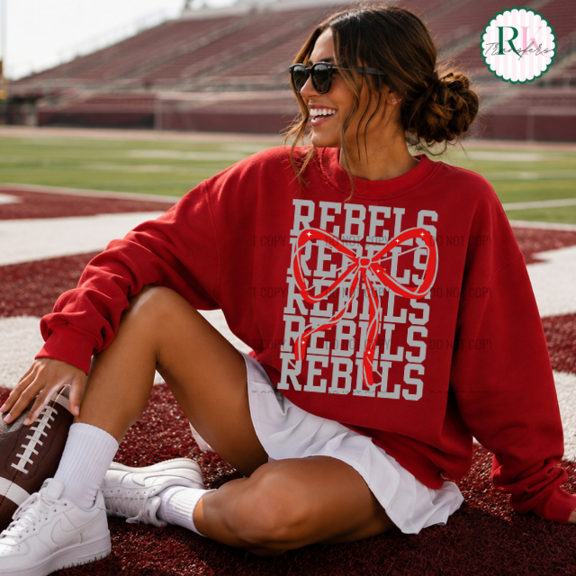 Rebels Stacked bow DTF Transfer, Ready to Press Rustic Key Transfers