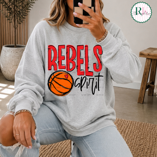 Rebels Spirit basketball DTF Transfer, Ready to Press Rustic Key Transfers