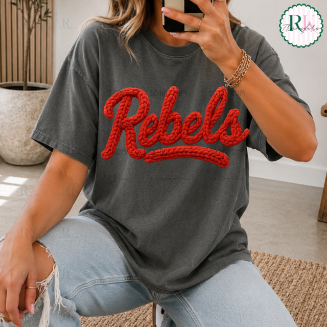 Rebels faux yarn DTF Transfer, Ready to Press Rustic Key Transfers