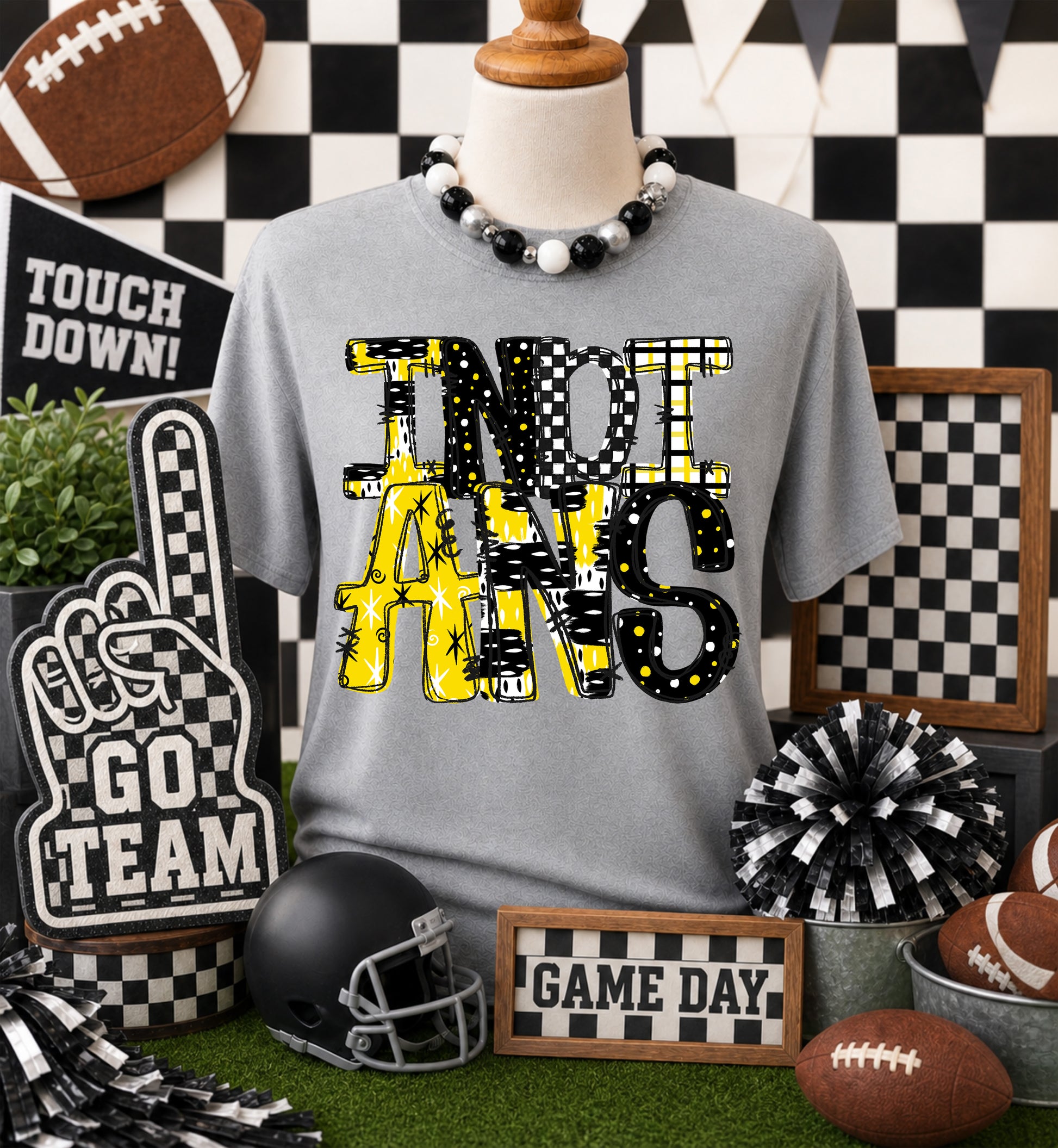 Game day yellow mascots DTF Transfer, Ready to Press Rustic Key Transfers