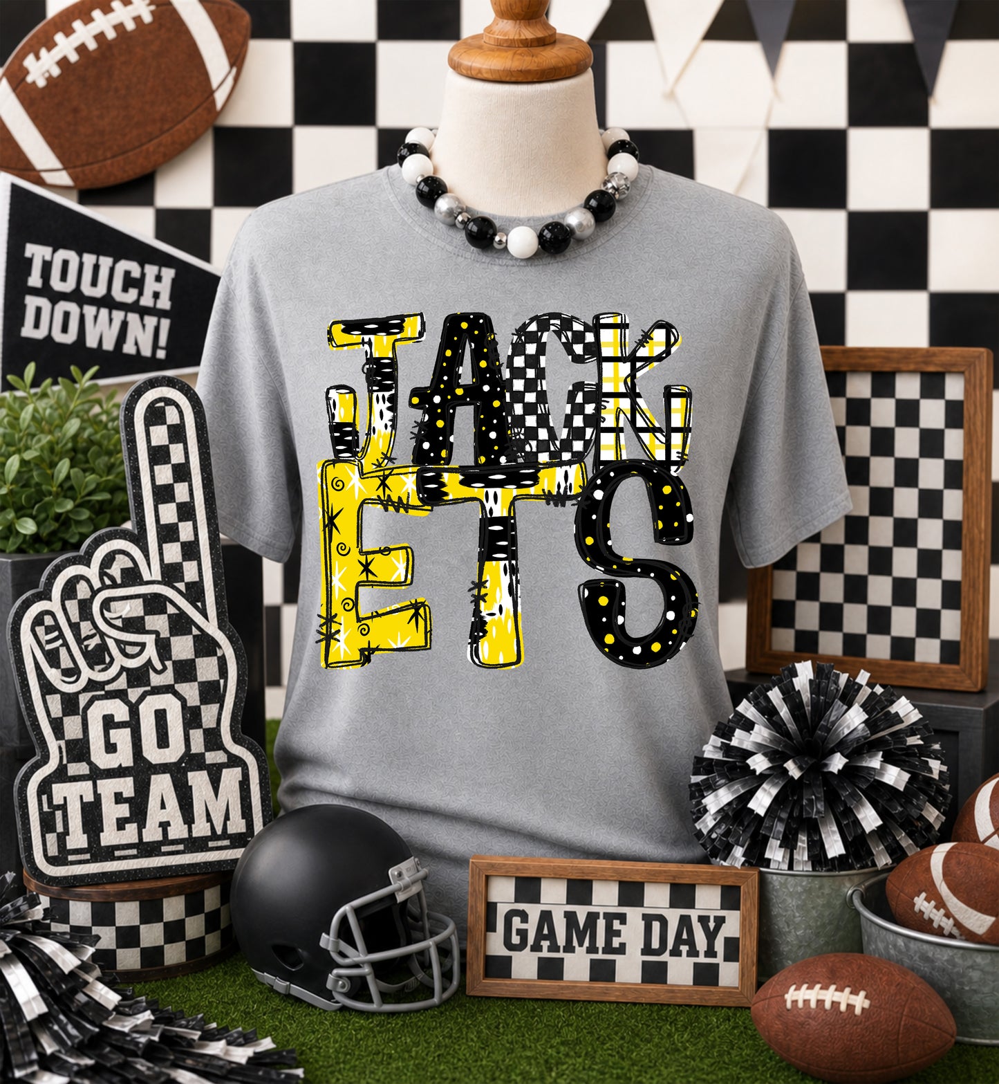 Game day yellow mascots DTF Transfer, Ready to Press Rustic Key Transfers