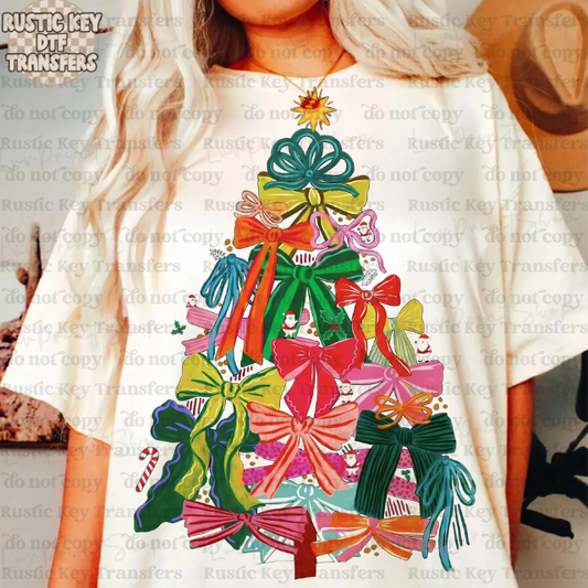 Bow Christmas Tree  DTF Transfer, Ready to Press