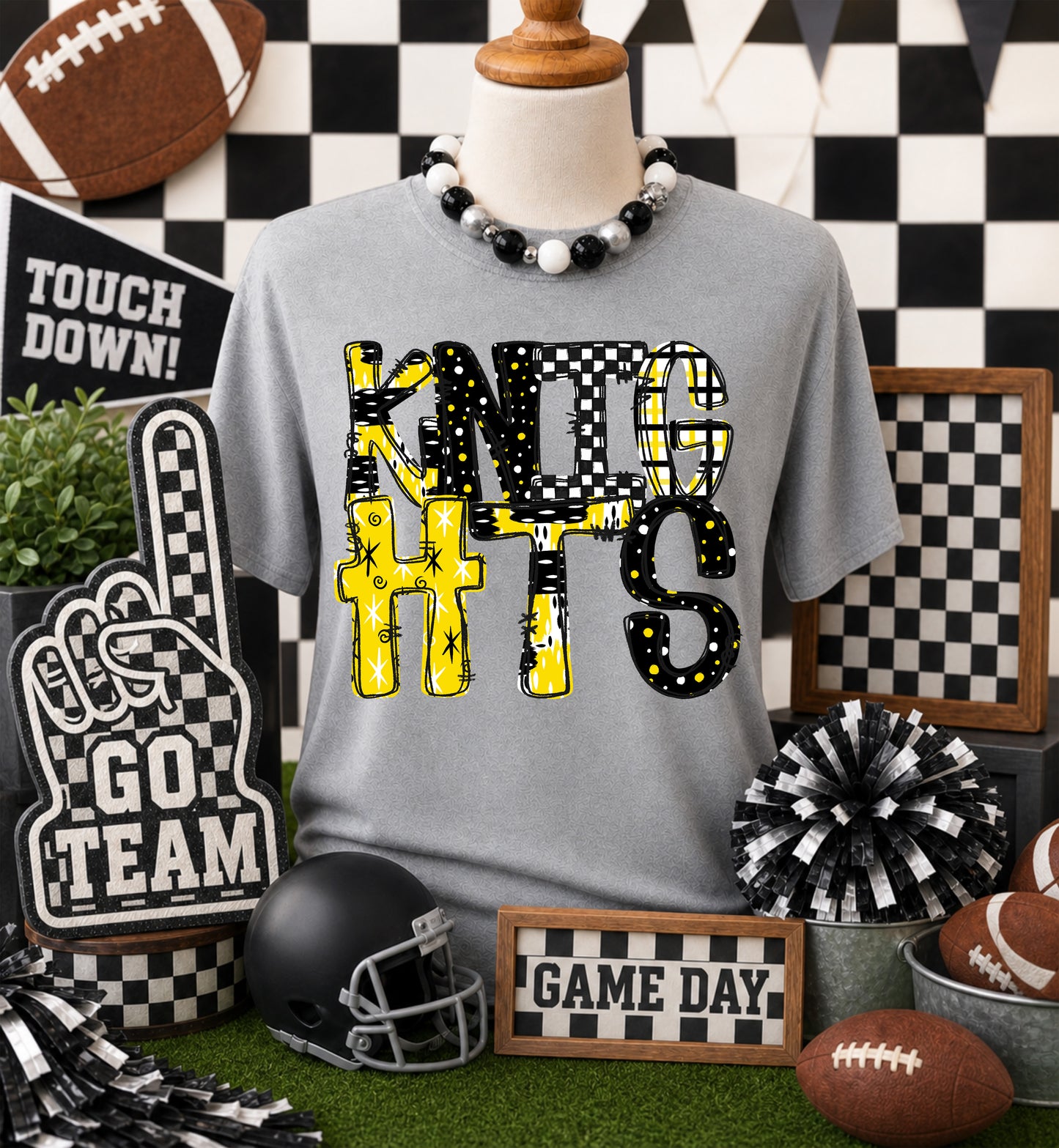 Game day yellow mascots DTF Transfer, Ready to Press Rustic Key Transfers