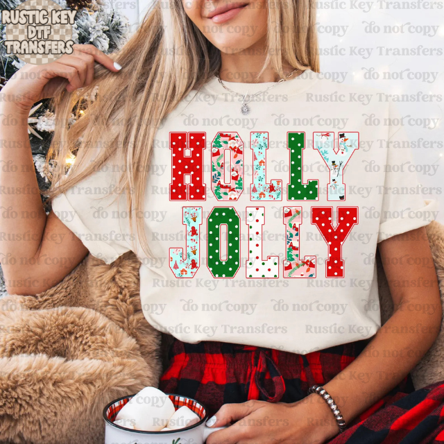 Holly Jolly DTF Transfer, Ready to Press