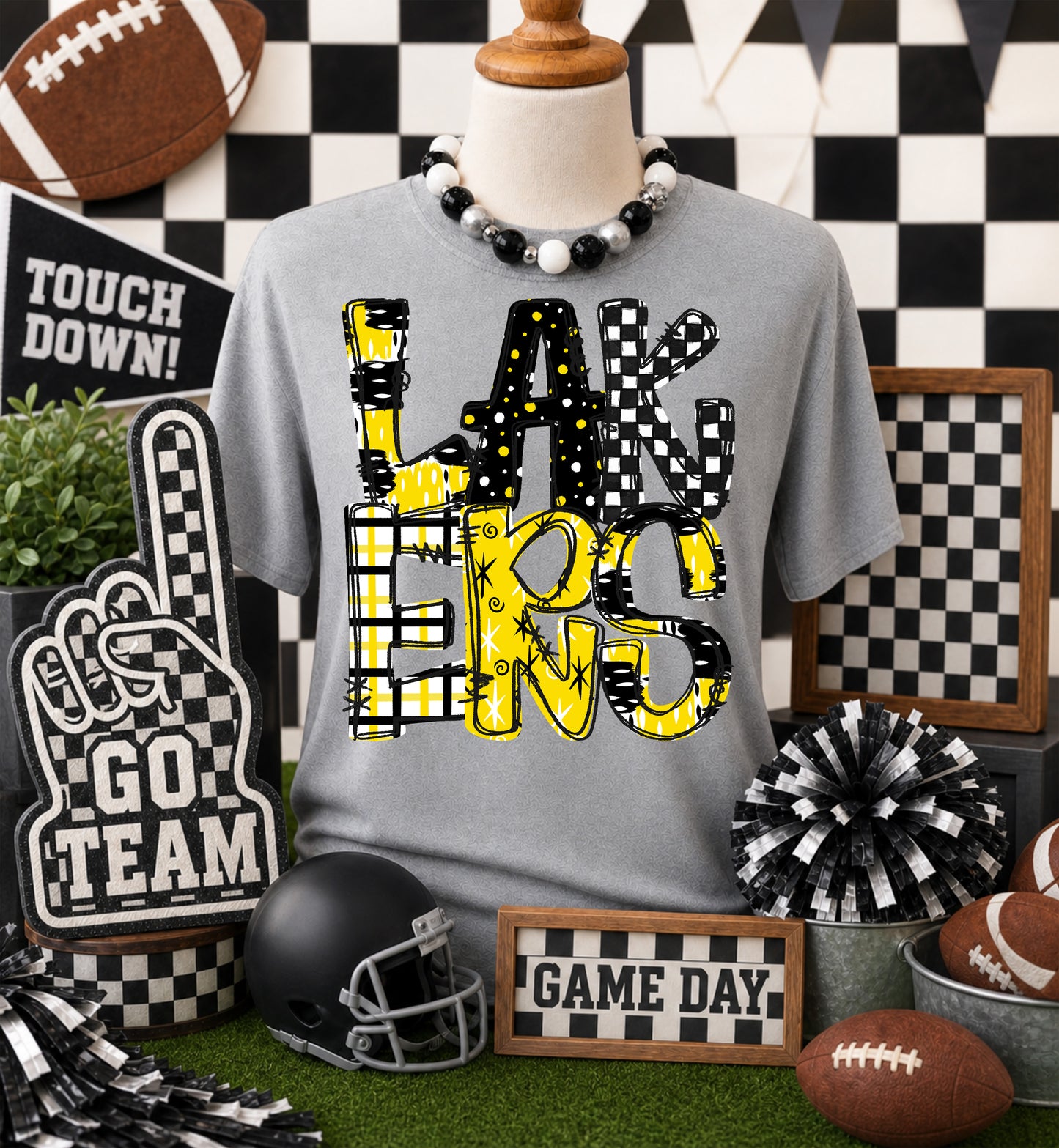 Game day yellow mascots DTF Transfer, Ready to Press Rustic Key Transfers