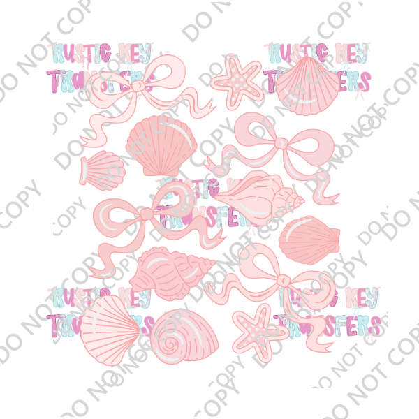 PEACH SEASHELLS & BOWS DTF TRANSFER