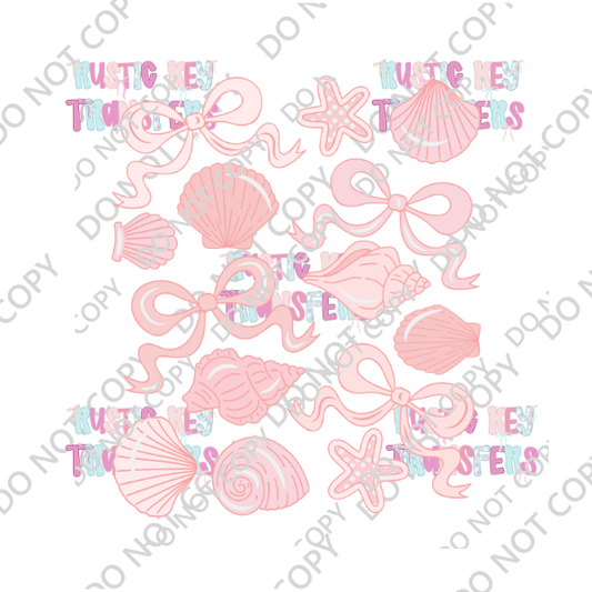 PEACH SEASHELLS & BOWS DTF TRANSFER