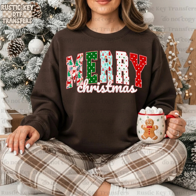 Merry Christmas DTF Transfer, Ready to Press