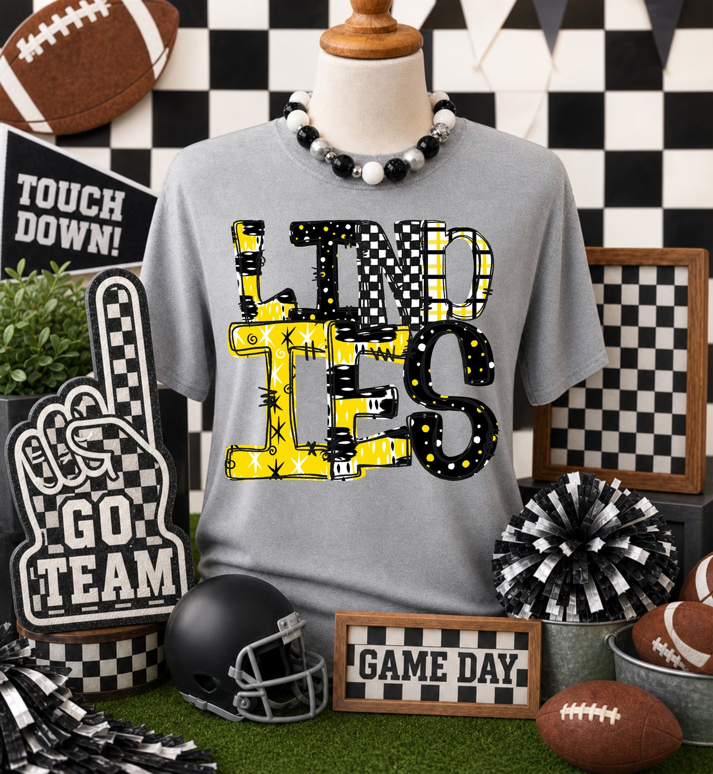 Game day yellow mascots DTF Transfer, Ready to Press Rustic Key Transfers