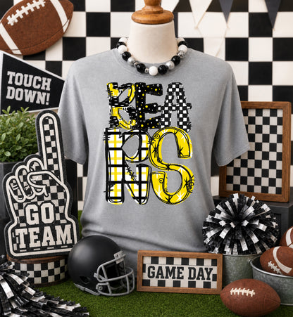 Game day yellow mascots DTF Transfer, Ready to Press Rustic Key Transfers