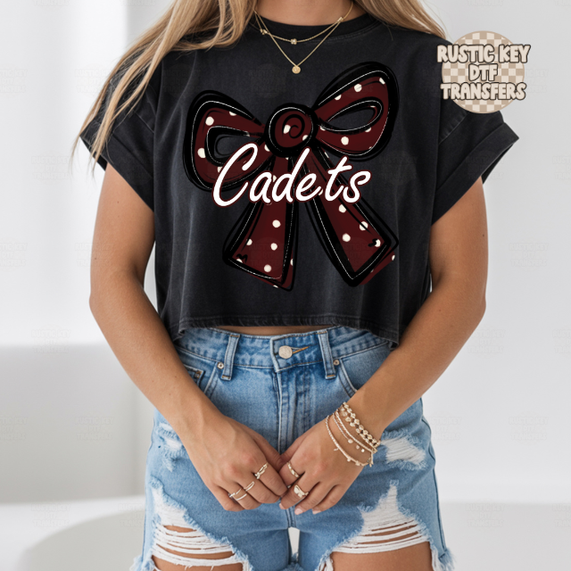 Cadets Polka dot bow DTF Transfer, Ready to Press