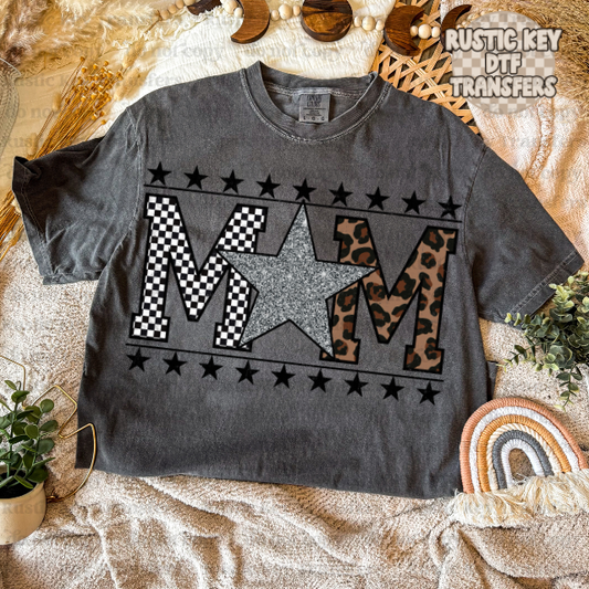 Mom with silver star DTF Transfer, Ready to Press