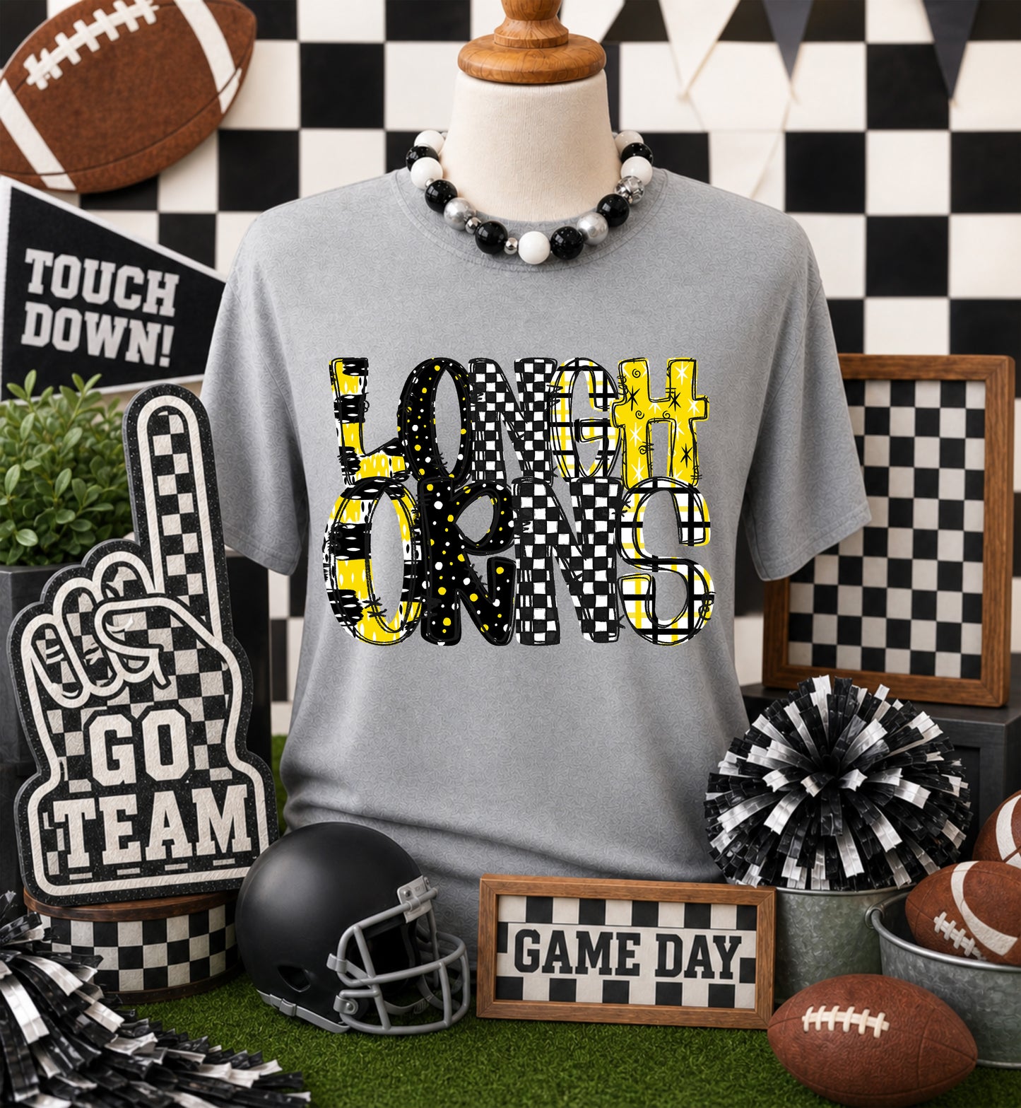 Game day yellow mascots DTF Transfer, Ready to Press Rustic Key Transfers