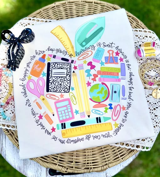 School supply affirmation apple DTF Transfer, Ready to Press Rustic Key Transfers