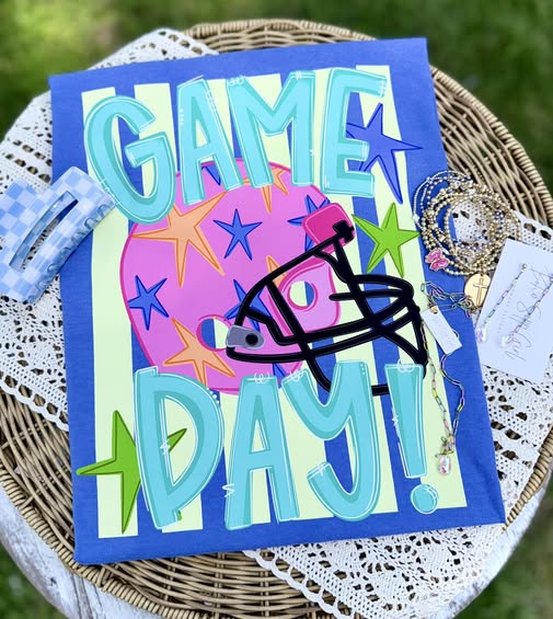Game day helmet with stars DTF Transfer, Ready to Press Rustic Key Transfers