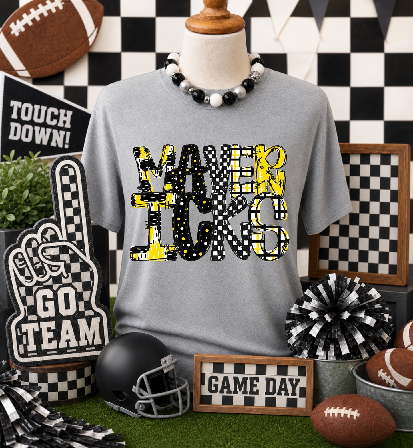 Game day yellow mascots DTF Transfer, Ready to Press Rustic Key Transfers