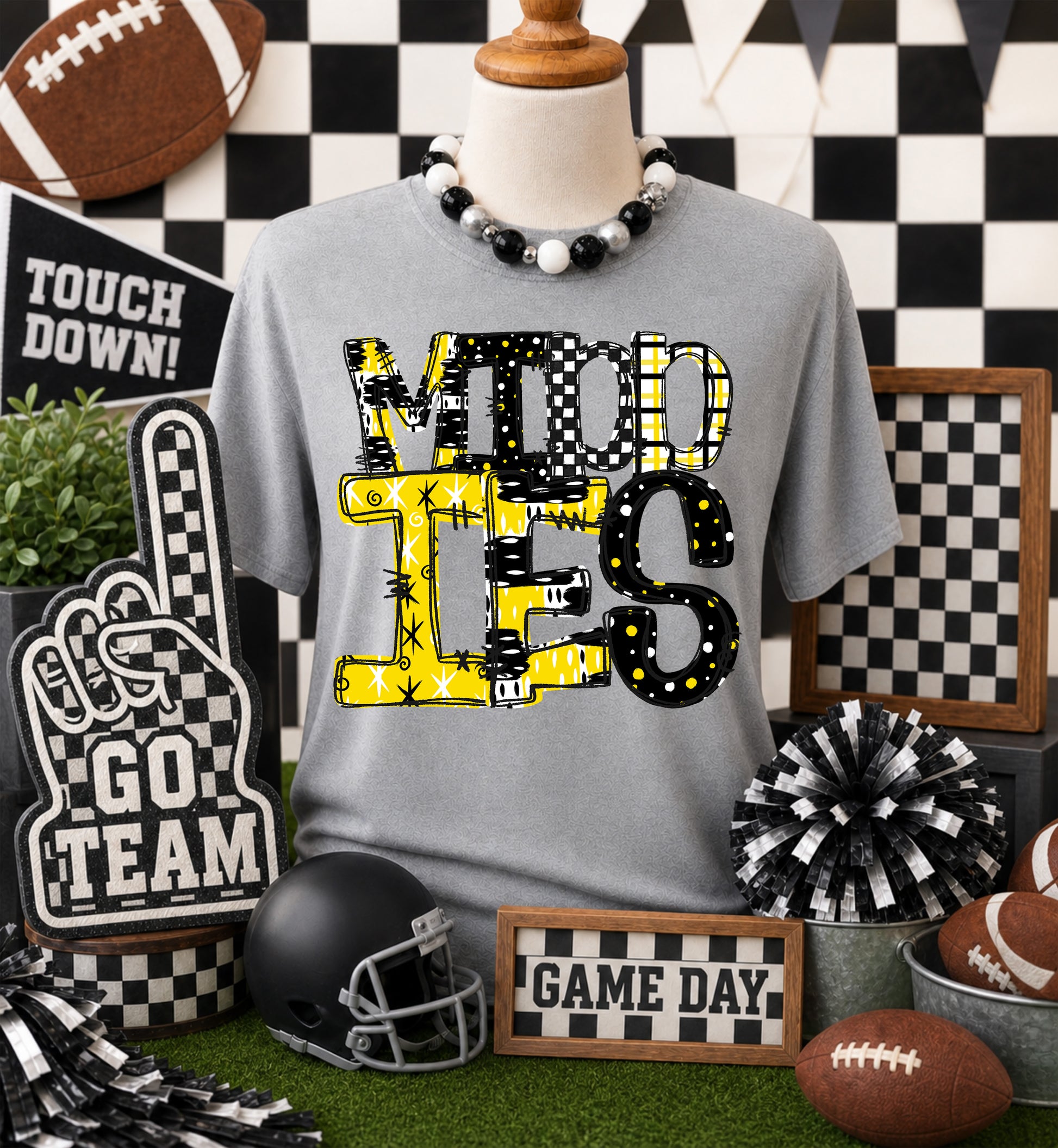 Game day yellow mascots DTF Transfer, Ready to Press Rustic Key Transfers