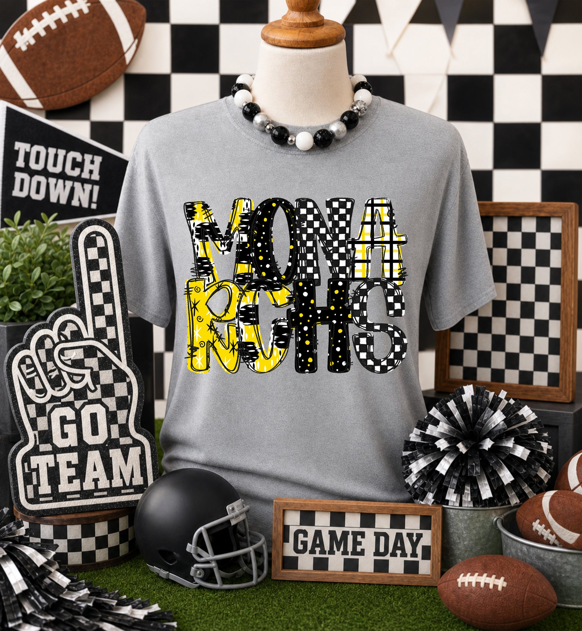 Game day yellow mascots DTF Transfer, Ready to Press Rustic Key Transfers