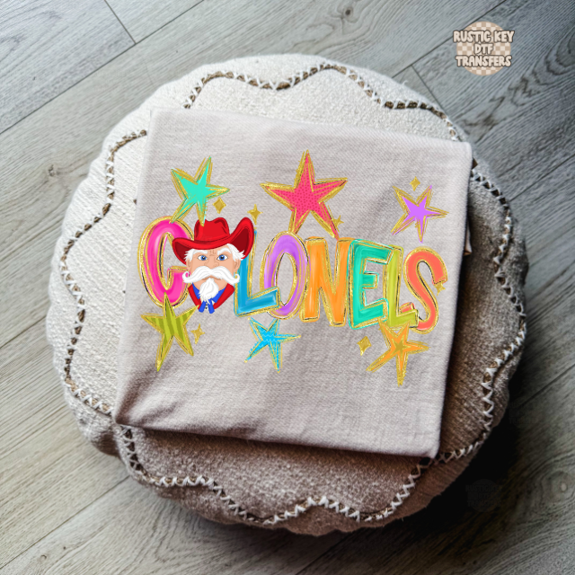 Colonels mascot colorful DTF Transfer, Ready to Press