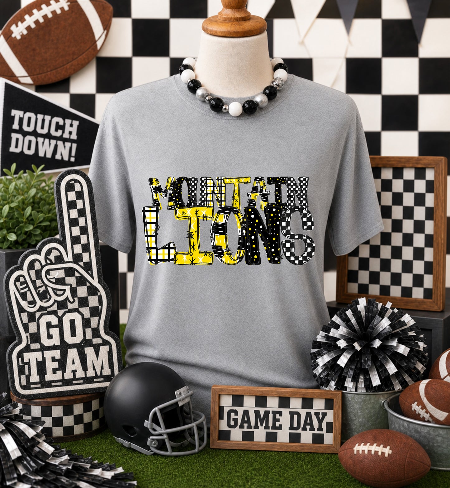 Game day yellow mascots DTF Transfer, Ready to Press Rustic Key Transfers