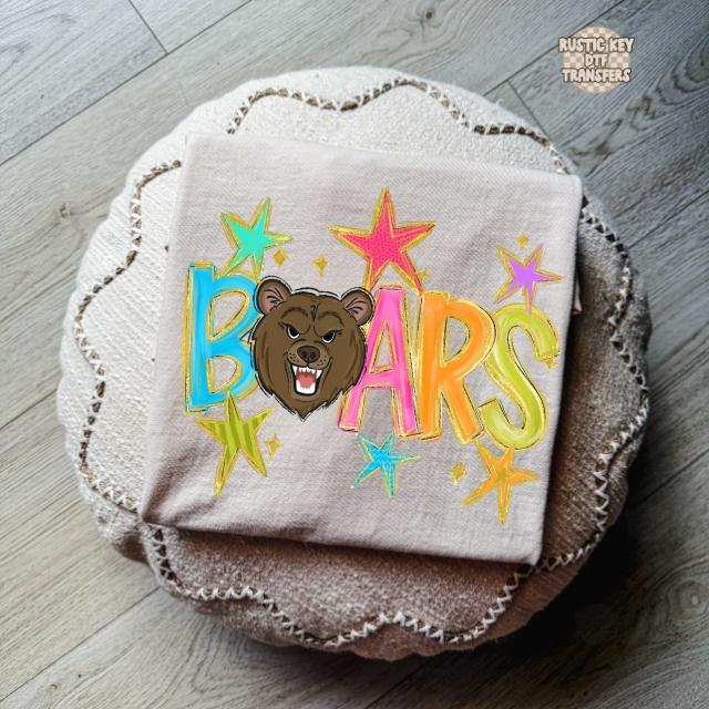 Bears mascot colorful DTF Transfer, Ready to Press