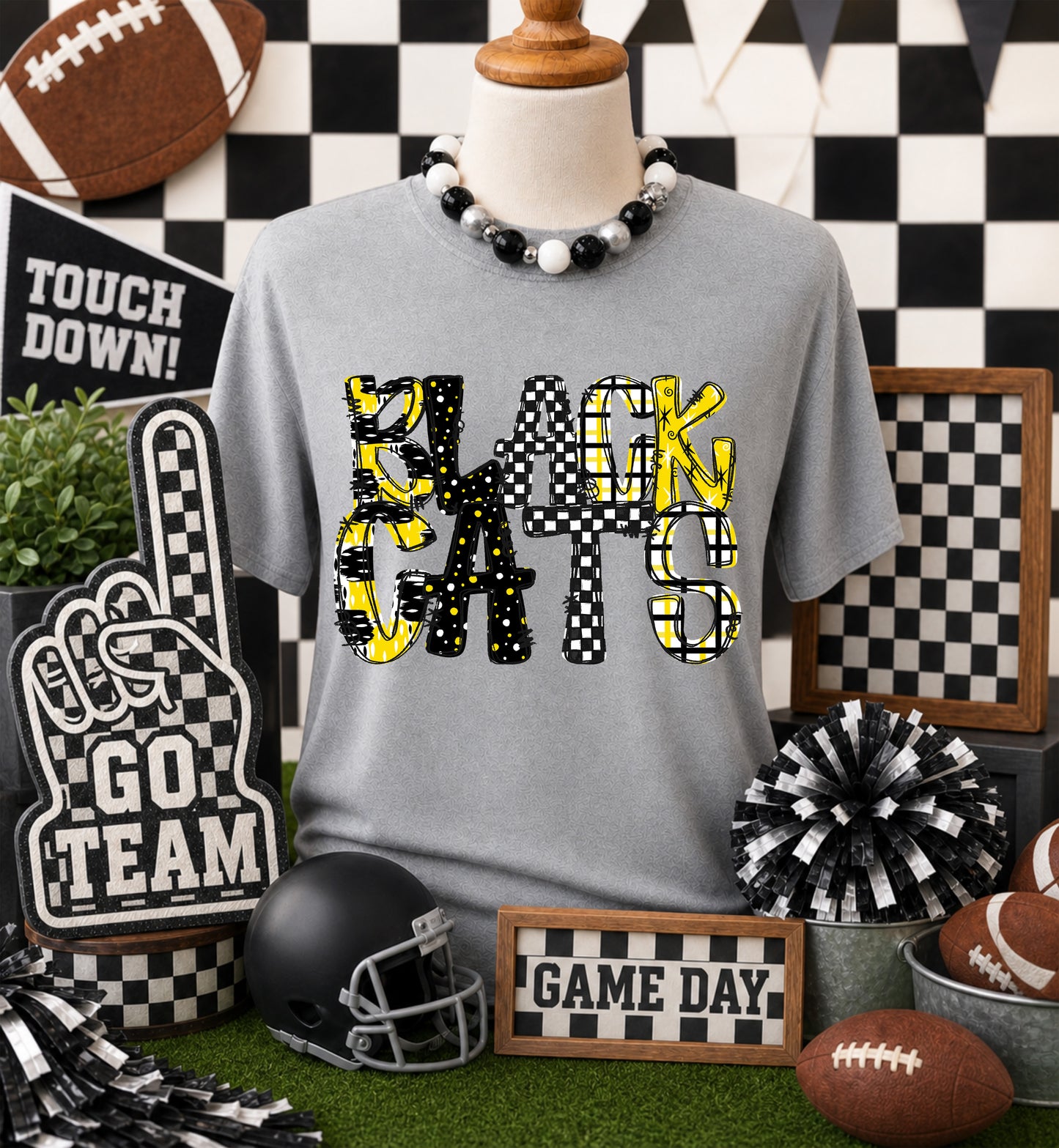 Game day yellow mascots DTF Transfer, Ready to Press Rustic Key Transfers